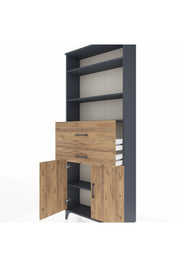 Arges Dolap 4 Raflı 2 Çekmeceli 2 Kapaklı 88x30x221 Antrasit-Çam