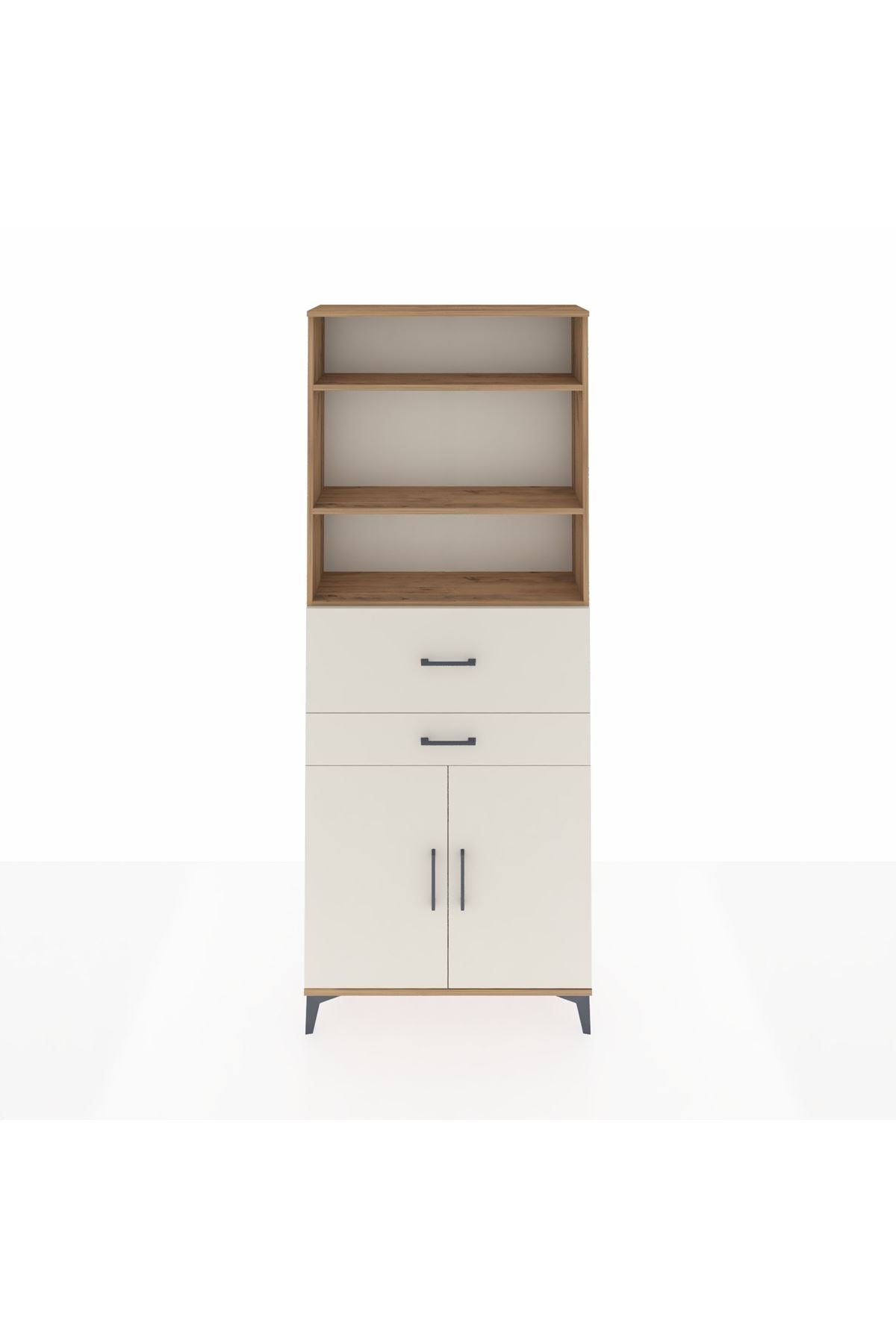 Arges Dolap 4 Raflı 2 Çekmeceli 2 Kapaklı 88x30x221 Çam-Aytaşı