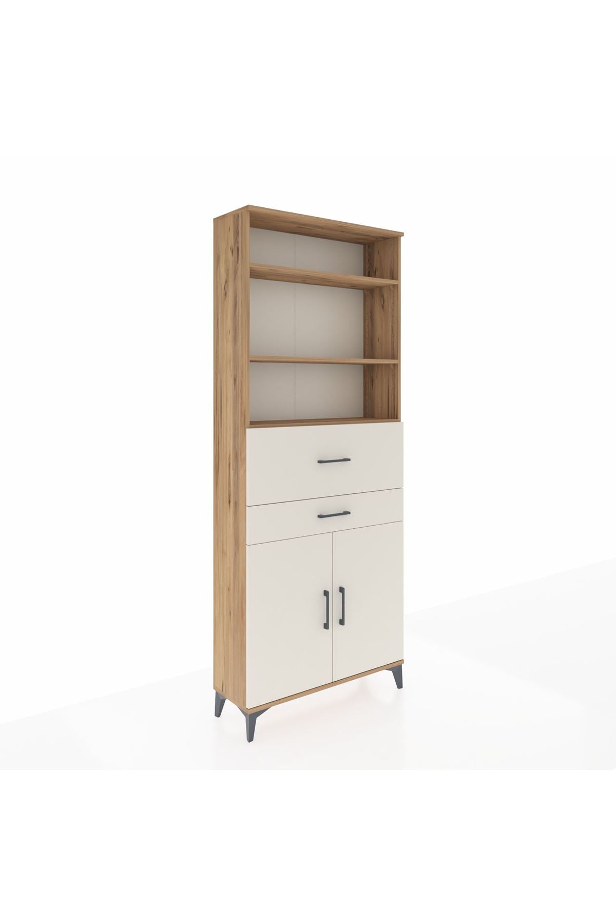 Arges Dolap 4 Raflı 2 Çekmeceli 2 Kapaklı 88x30x221 Çam-Aytaşı