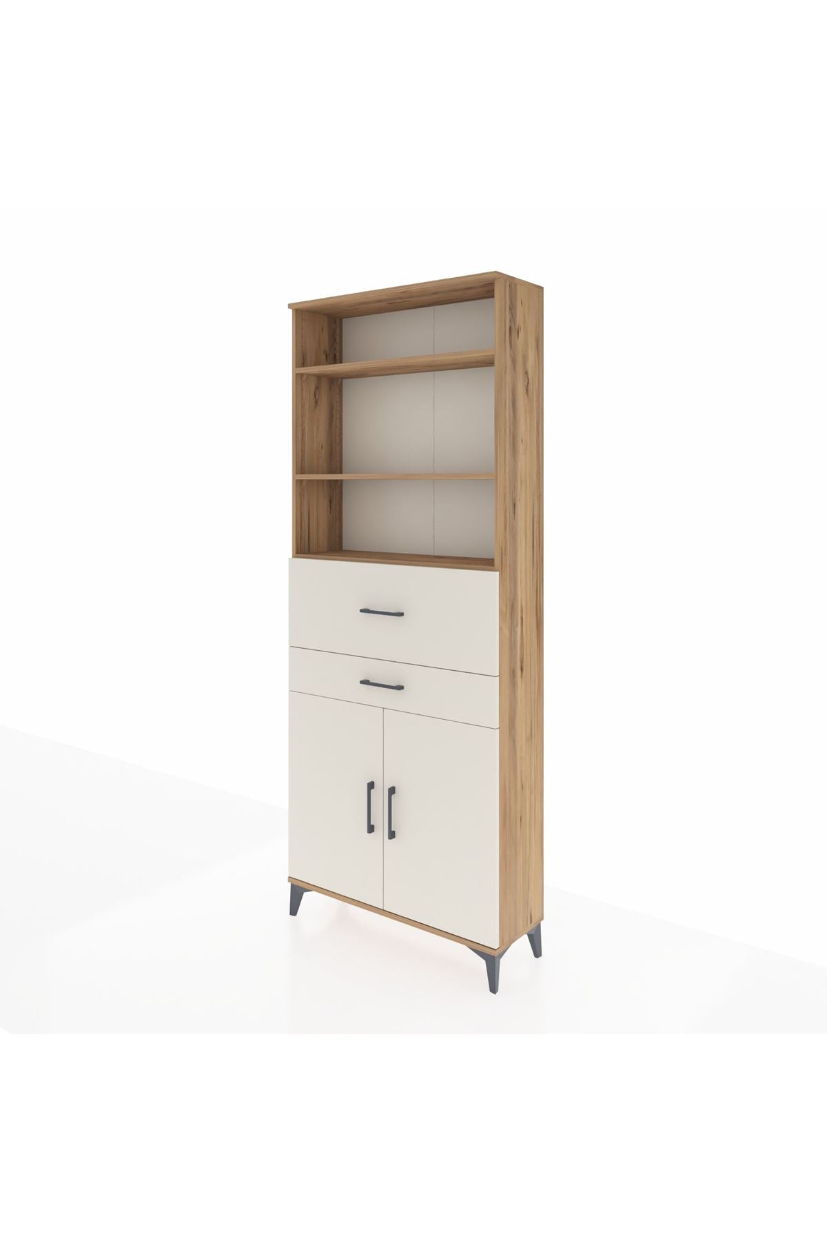 Arges Dolap 4 Raflı 2 Çekmeceli 2 Kapaklı 88x30x221 Çam-Aytaşı