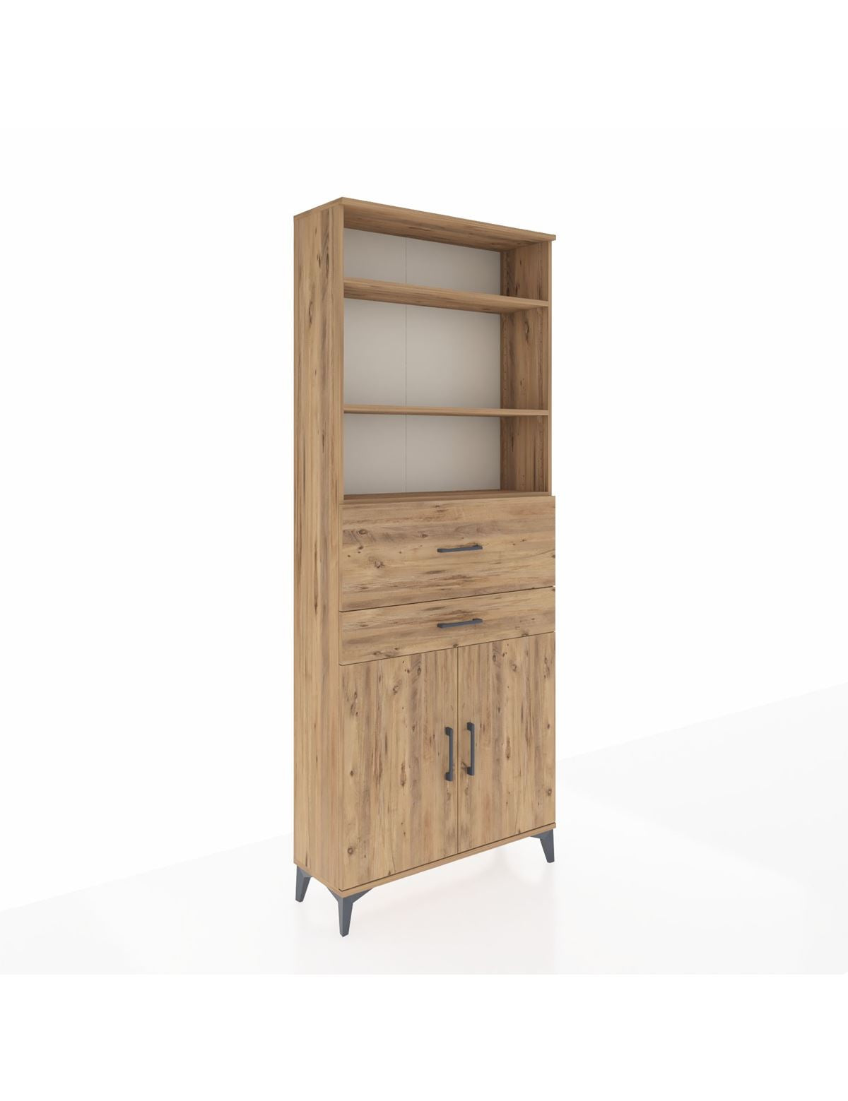 Arges Dolap 4 Raflı 2 Çekmeceli 2 Kapaklı 88x30x221 Çam-Çam