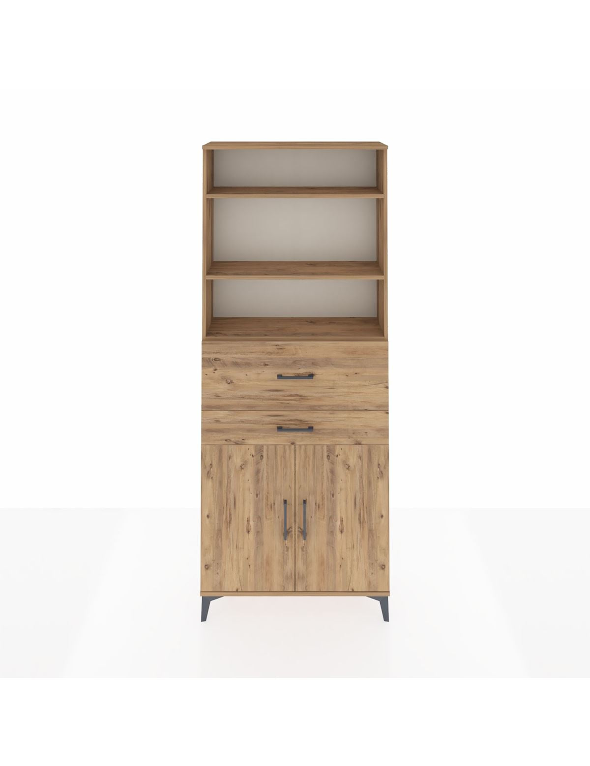 Arges Dolap 4 Raflı 2 Çekmeceli 2 Kapaklı 88x30x221 Çam-Çam