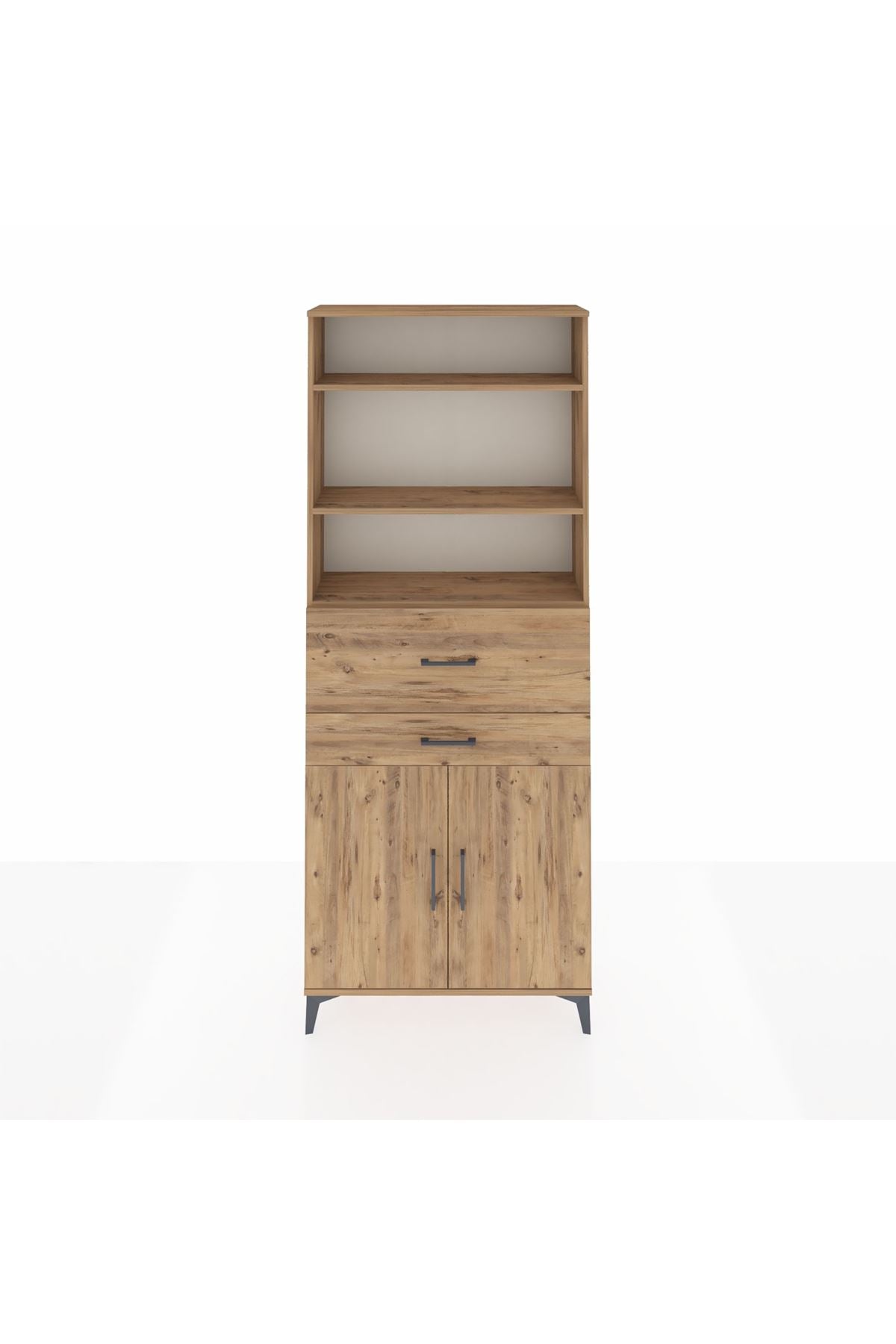 Arges Dolap 4 Raflı 2 Çekmeceli 2 Kapaklı 88x30x221 Çam-Çam