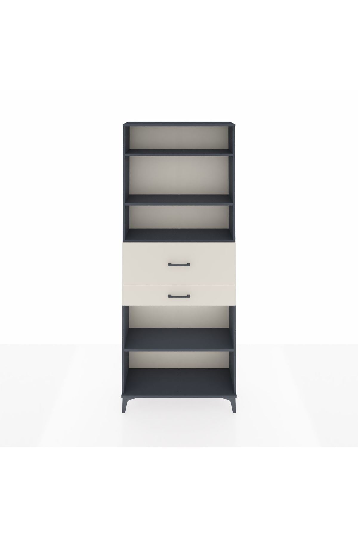 Arges Dolap 4 Raflı 2 Çekmeceli 88x30x221 Antrasit-Aytaşı