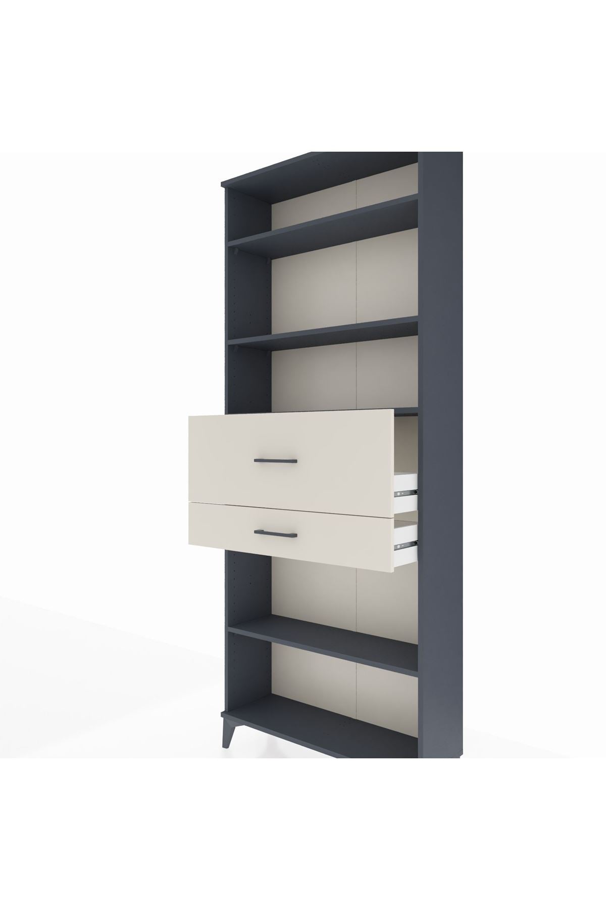 Arges Dolap 4 Raflı 2 Çekmeceli 88x30x221 Antrasit-Aytaşı