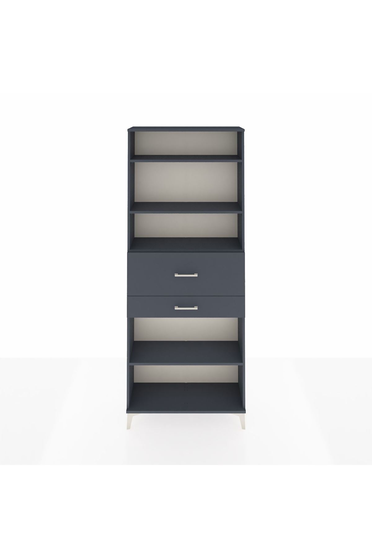 Arges Dolap 4 Raflı 2 Çekmeceli 88x30x221 Antrasit-Antrasit