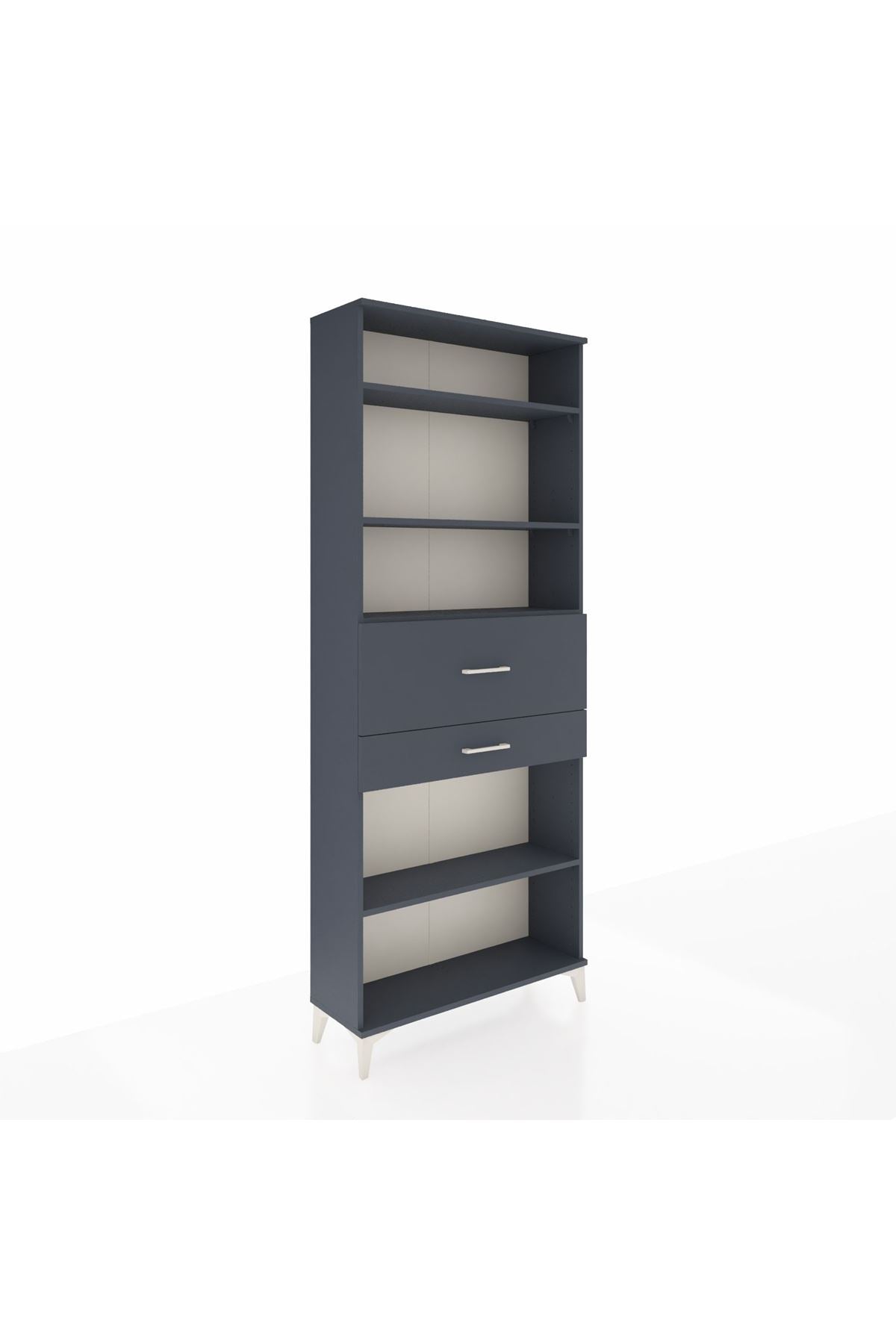 Arges Dolap 4 Raflı 2 Çekmeceli 88x30x221 Antrasit-Antrasit