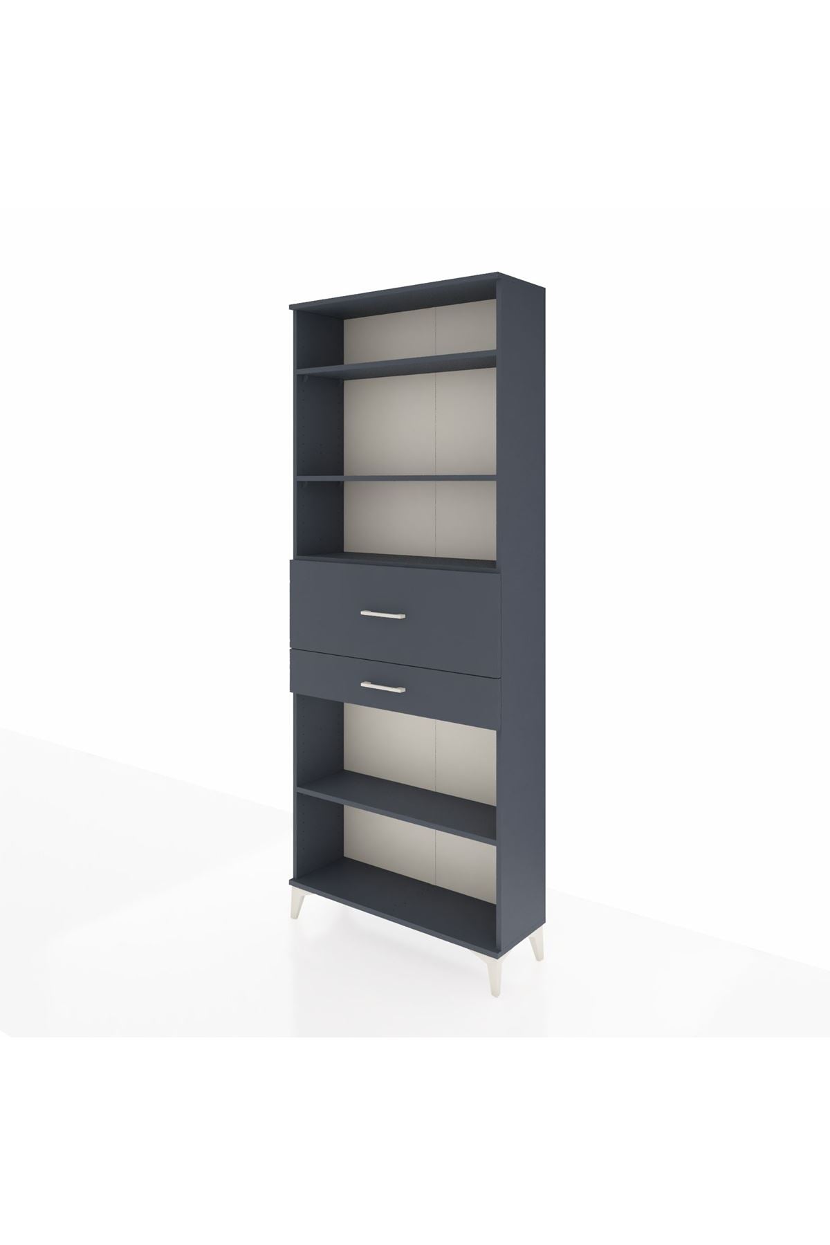 Arges Dolap 4 Raflı 2 Çekmeceli 88x30x221 Antrasit-Antrasit