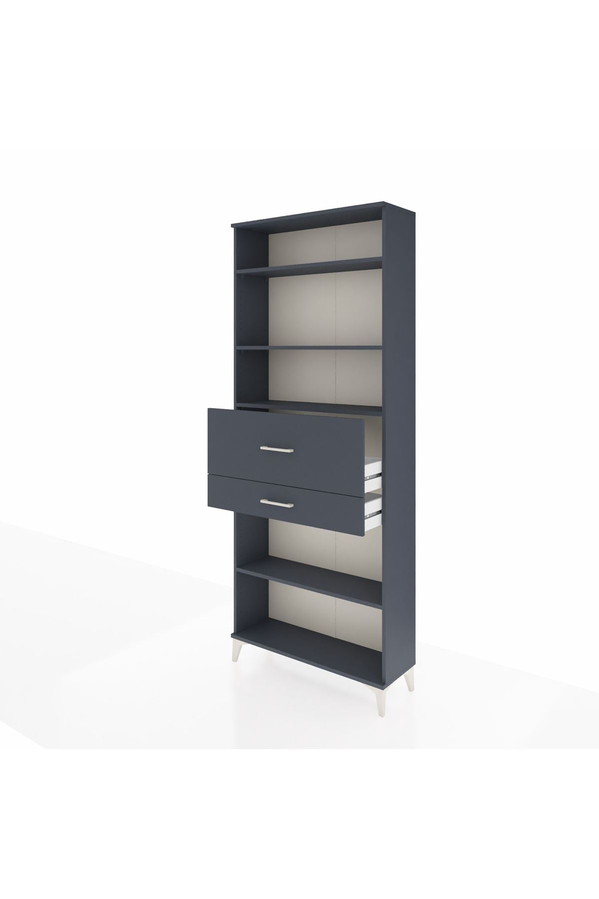 Arges Dolap 4 Raflı 2 Çekmeceli 88x30x221 Antrasit-Antrasit