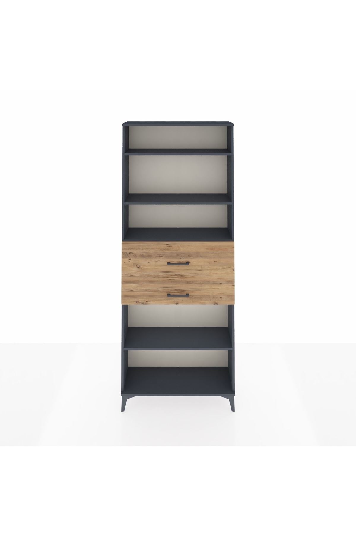 Arges Dolap 4 Raflı 2 Çekmeceli 88x30x221 Antrasit-Çam