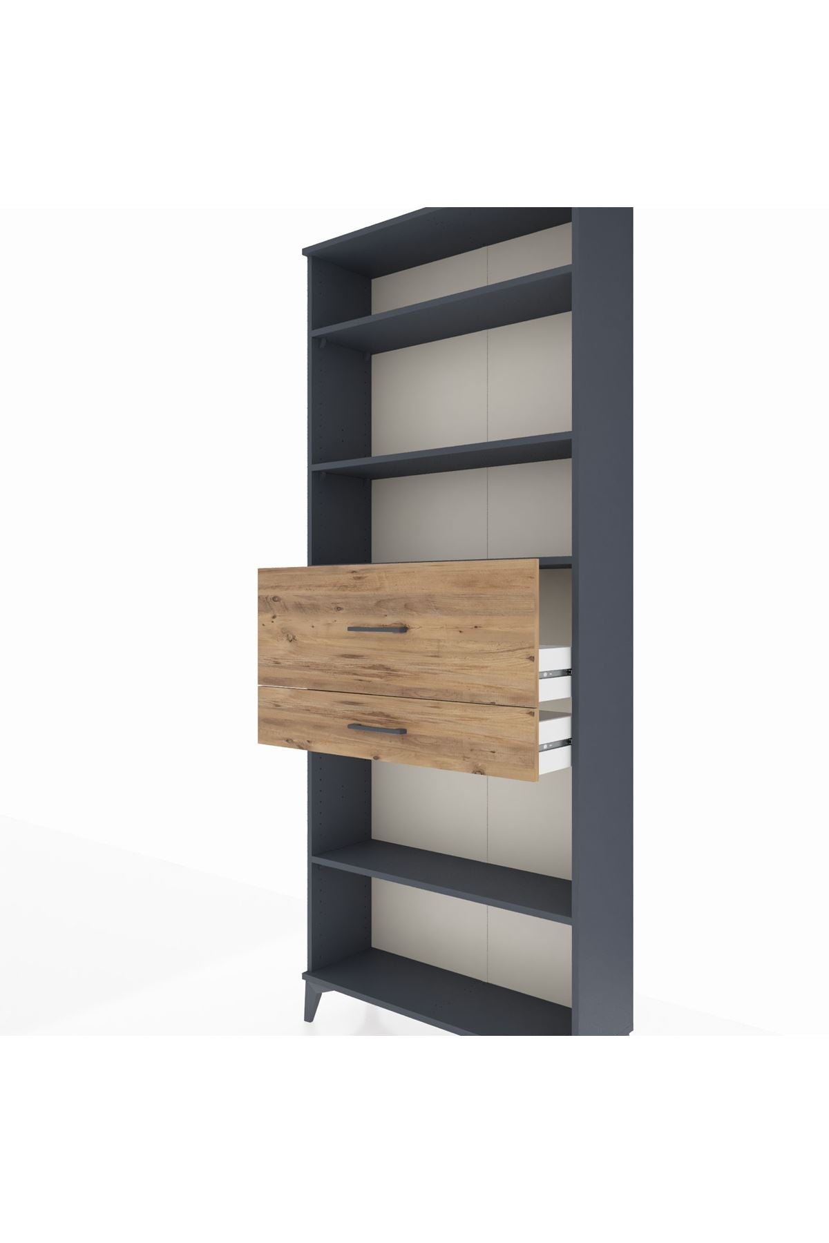 Arges Dolap 4 Raflı 2 Çekmeceli 88x30x221 Antrasit-Çam