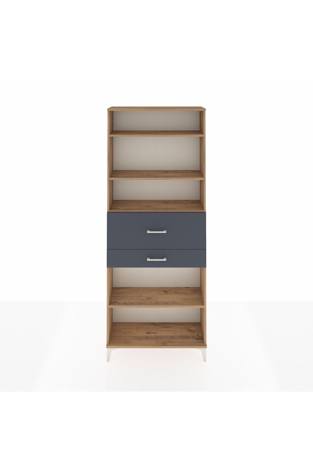 Arges Dolap 4 Raflı 2 Çekmeceli 88x30x221 Çam-Antrasit