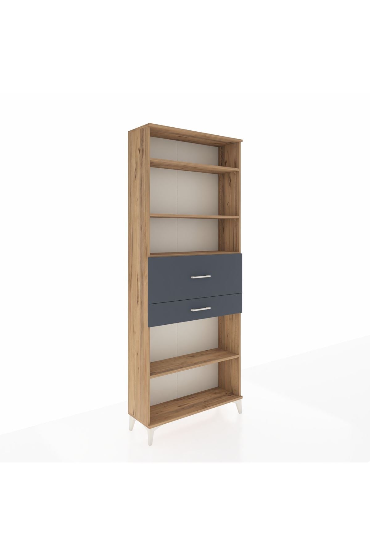 Arges Dolap 4 Raflı 2 Çekmeceli 88x30x221 Çam-Antrasit