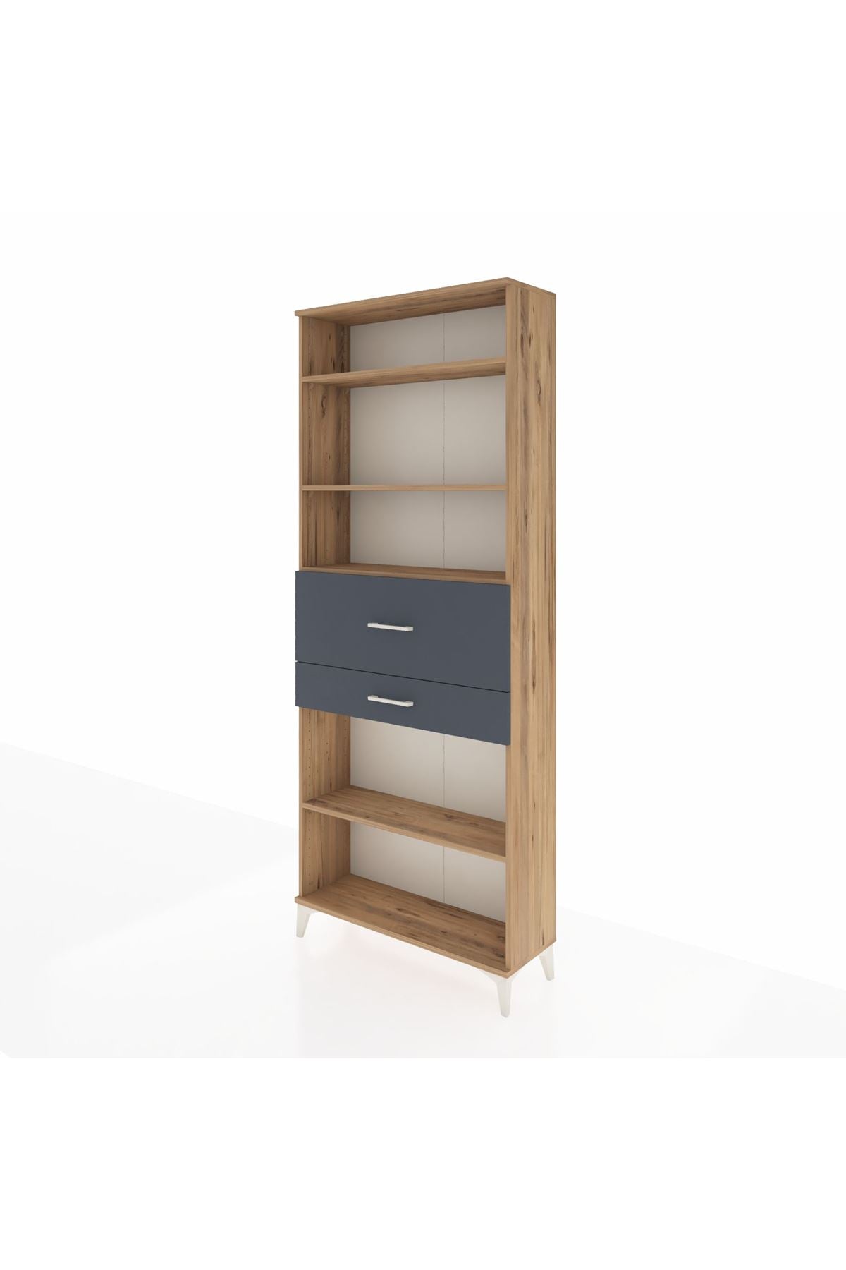 Arges Dolap 4 Raflı 2 Çekmeceli 88x30x221 Çam-Antrasit