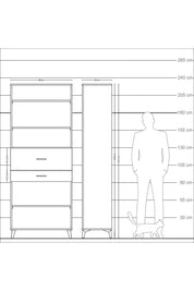 Arges Dolap 4 Raflı 2 Çekmeceli 88x30x221 Çam-Antrasit