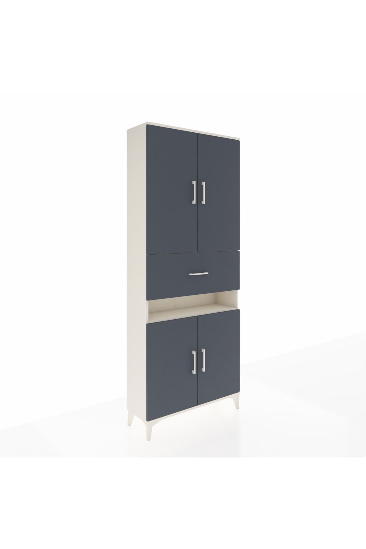 Arges Dolap 5 Raflı Tek Çekmeceli 4 Kapaklı 88x30x221 Aytaşı-Antrasit