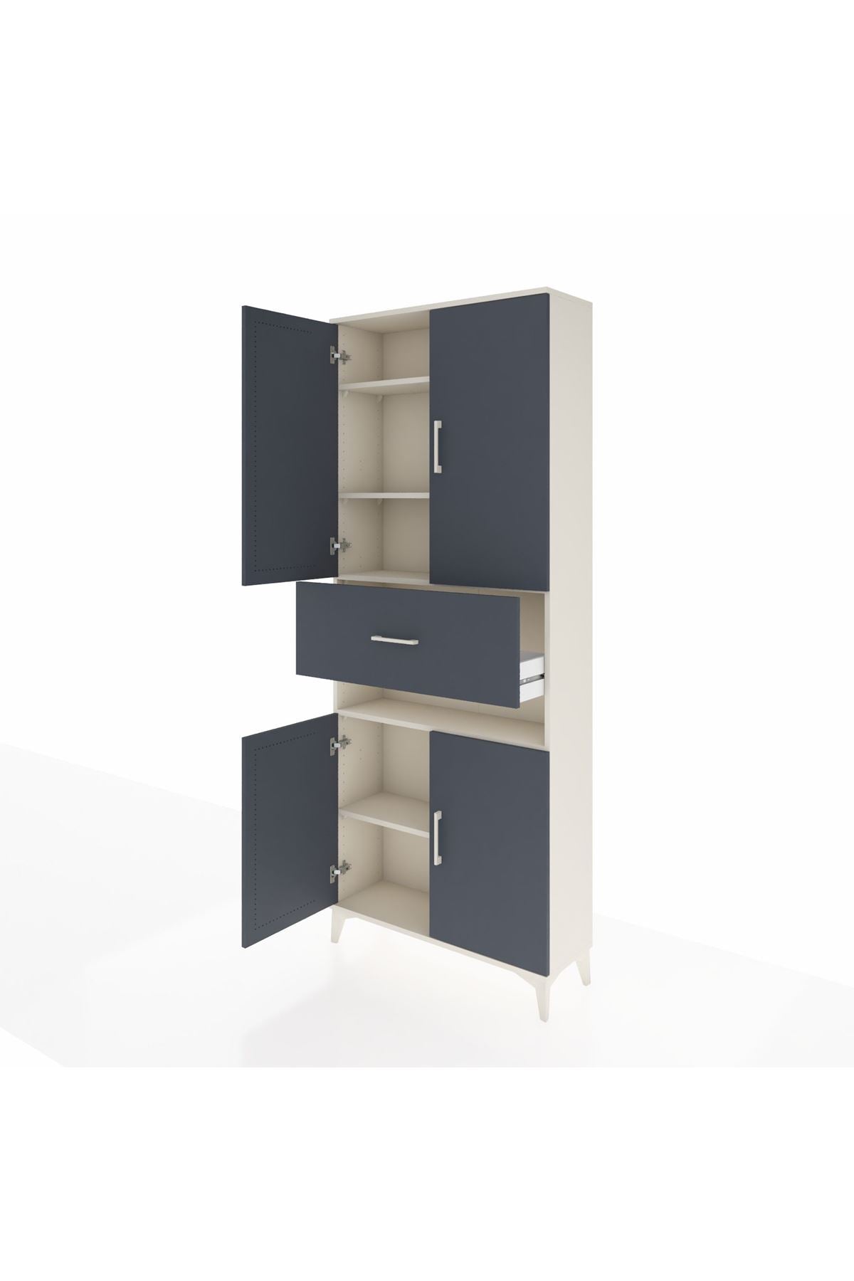 Arges Dolap 5 Raflı Tek Çekmeceli 4 Kapaklı 88x30x221 Aytaşı-Antrasit