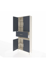 Arges Dolap 5 Raflı Tek Çekmeceli 4 Kapaklı 88x30x221 Aytaşı-Antrasit