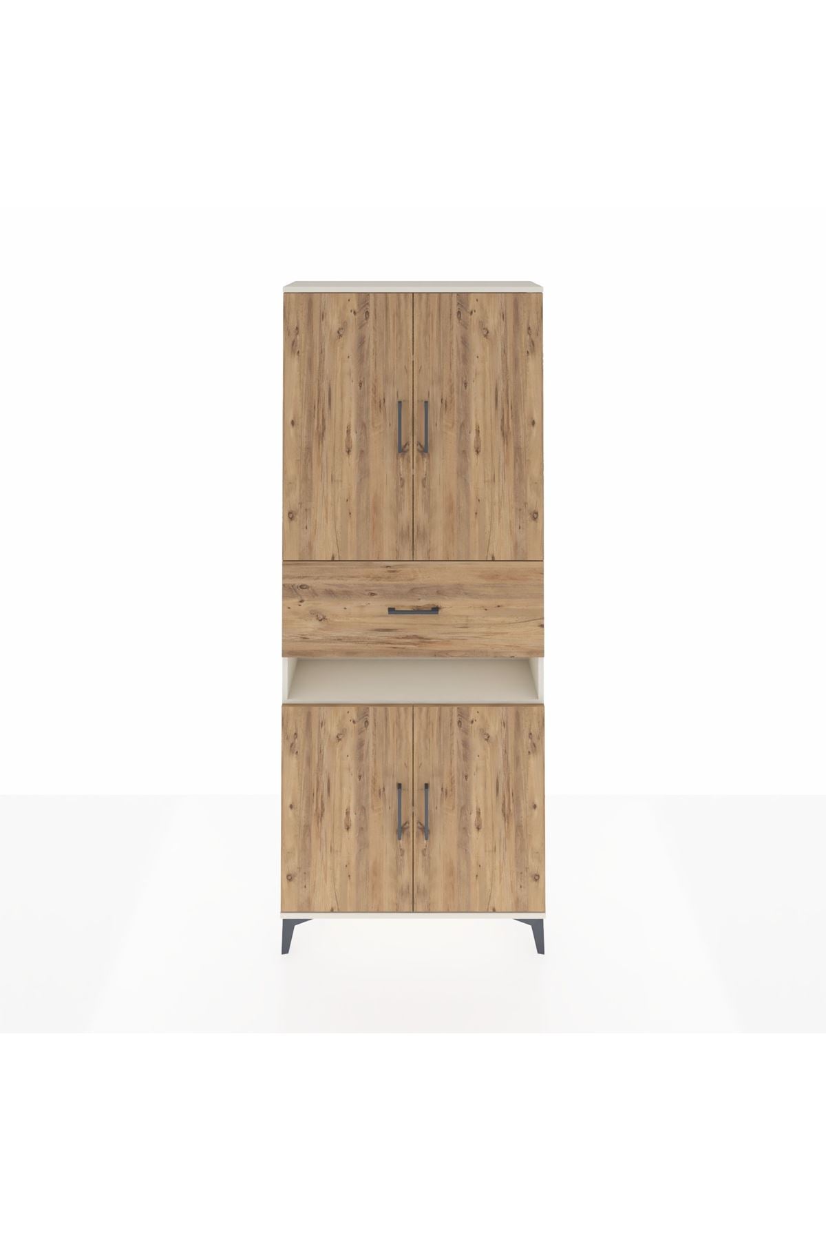 Arges Dolap 5 Raflı Tek Çekmeceli 4 Kapaklı 88x30x221 Aytaşı-Çam