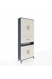 Arges Dolap 5 Raflı Tek Çekmeceli 4 Kapaklı 88x30x221 Antrasit-Aytaşı