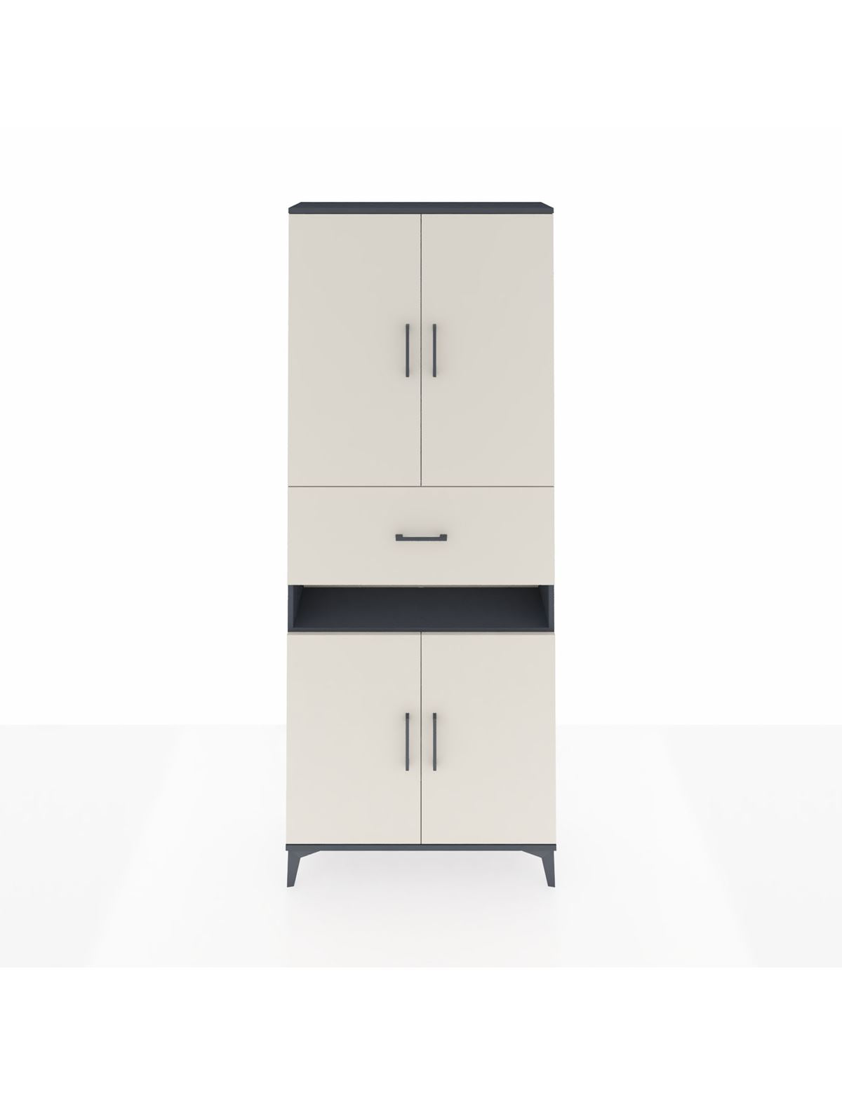 Arges Dolap 5 Raflı Tek Çekmeceli 4 Kapaklı 88x30x221 Antrasit-Aytaşı