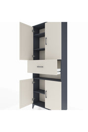 Arges Dolap 5 Raflı Tek Çekmeceli 4 Kapaklı 88x30x221 Antrasit-Aytaşı