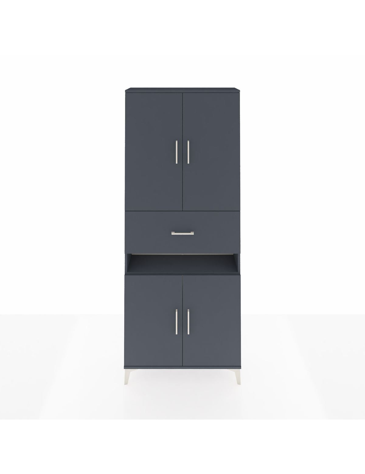 Arges Dolap 5 Raflı Tek Çekmeceli 4 Kapaklı 88x30x221 Antrasit-Antrasit