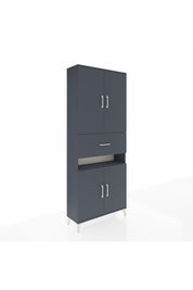 Arges Dolap 5 Raflı Tek Çekmeceli 4 Kapaklı 88x30x221 Antrasit-Antrasit