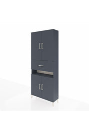 Arges Dolap 5 Raflı Tek Çekmeceli 4 Kapaklı 88x30x221 Antrasit-Antrasit