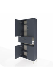 Arges Dolap 5 Raflı Tek Çekmeceli 4 Kapaklı 88x30x221 Antrasit-Antrasit