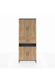 Arges Dolap 5 Raflı Tek Çekmeceli 4 Kapaklı 88x30x221 Antrasit-Çam