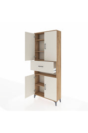 Arges Dolap 5 Raflı Tek Çekmeceli 4 Kapaklı 88x30x221 Çam-Aytaşı
