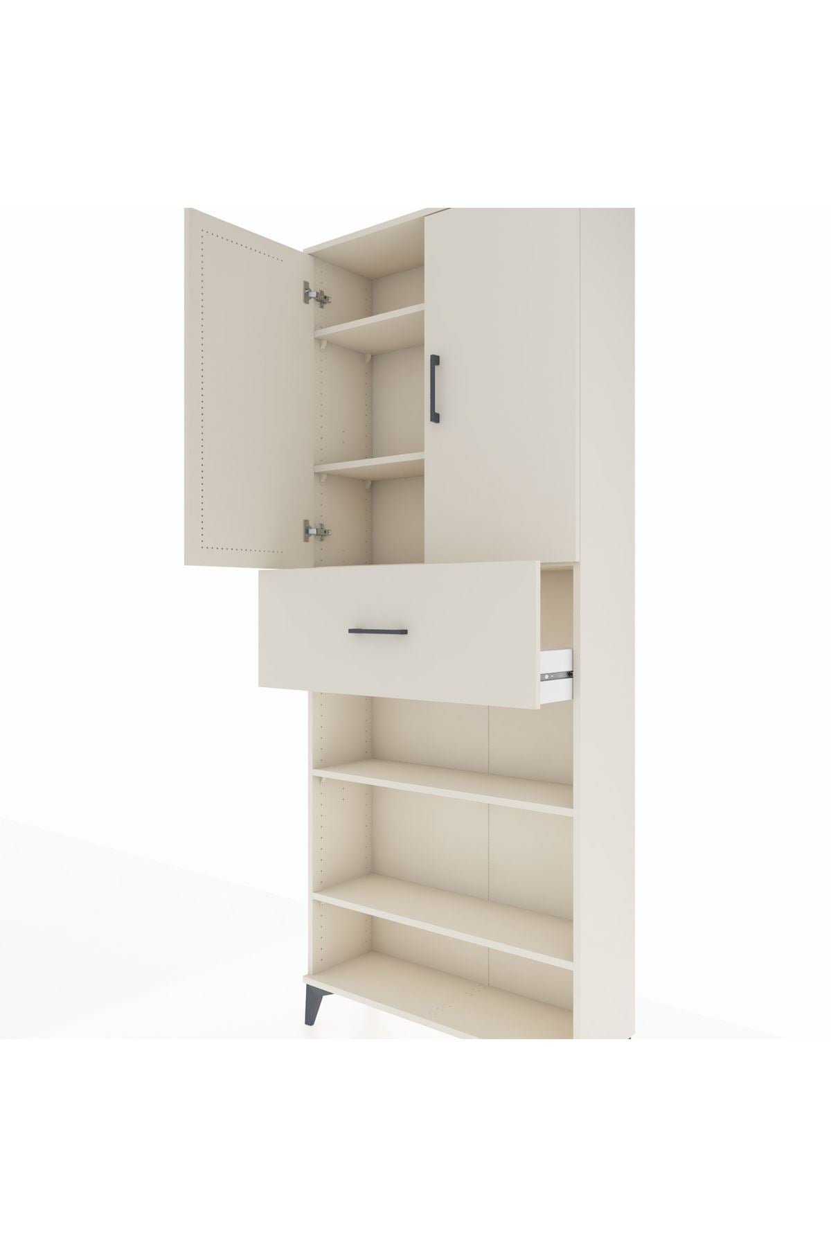 Arges Dolap 5 Raflı Tek Çekmeceli 2 Kapaklı 88x30x221 Aytaşı-Aytaşı