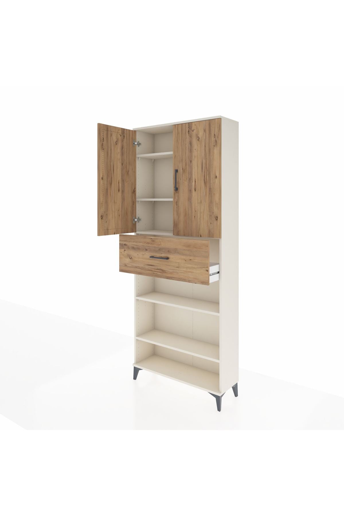 Arges Dolap 5 Raflı Tek Çekmeceli 2 Kapaklı 88x30x221 Aytaşı-Çam