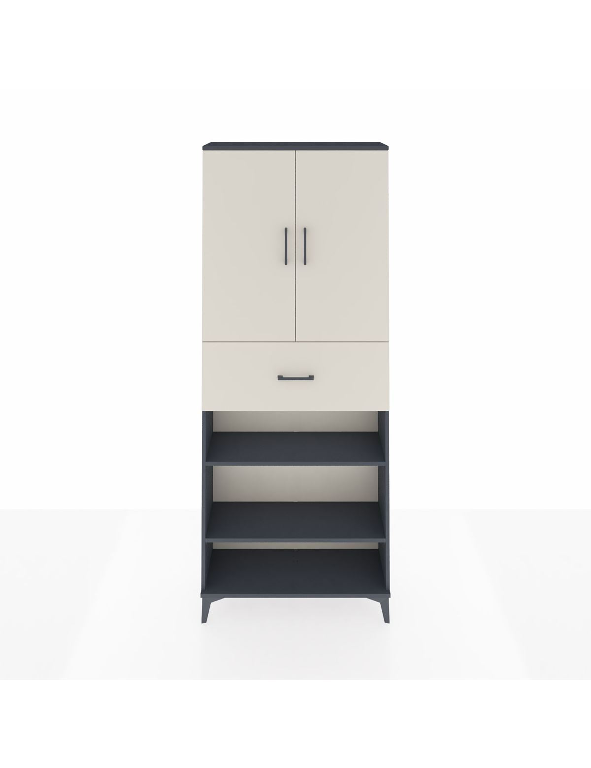 Arges Dolap 5 Raflı Tek Çekmeceli 2 Kapaklı 88x30x221 Antrasit-Aytaşı