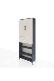 Arges Dolap 5 Raflı Tek Çekmeceli 2 Kapaklı 88x30x221 Antrasit-Aytaşı