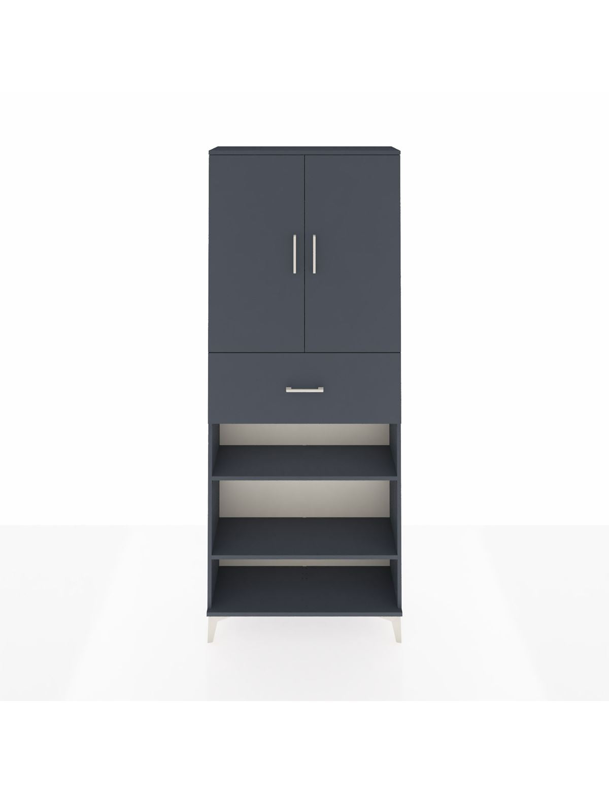 Arges Dolap 5 Raflı Tek Çekmeceli 2 Kapaklı 88x30x221 Antrasit-Antrasit