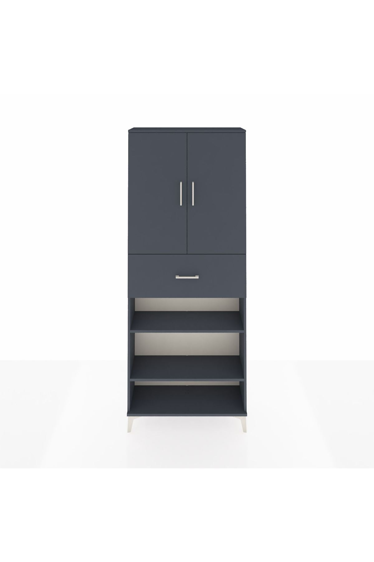 Arges Dolap 5 Raflı Tek Çekmeceli 2 Kapaklı 88x30x221 Antrasit-Antrasit