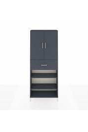 Arges Dolap 5 Raflı Tek Çekmeceli 2 Kapaklı 88x30x221 Antrasit-Antrasit