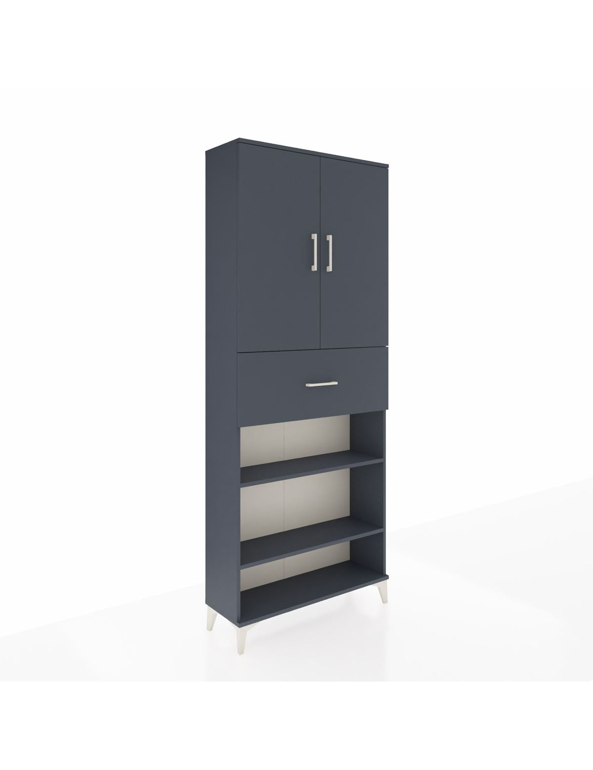 Arges Dolap 5 Raflı Tek Çekmeceli 2 Kapaklı 88x30x221 Antrasit-Antrasit