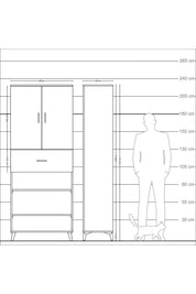 Arges Dolap 5 Raflı Tek Çekmeceli 2 Kapaklı 88x30x221 Antrasit-Antrasit