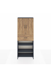 Arges Dolap 5 Raflı Tek Çekmeceli 2 Kapaklı 88x30x221 Antrasit-Çam