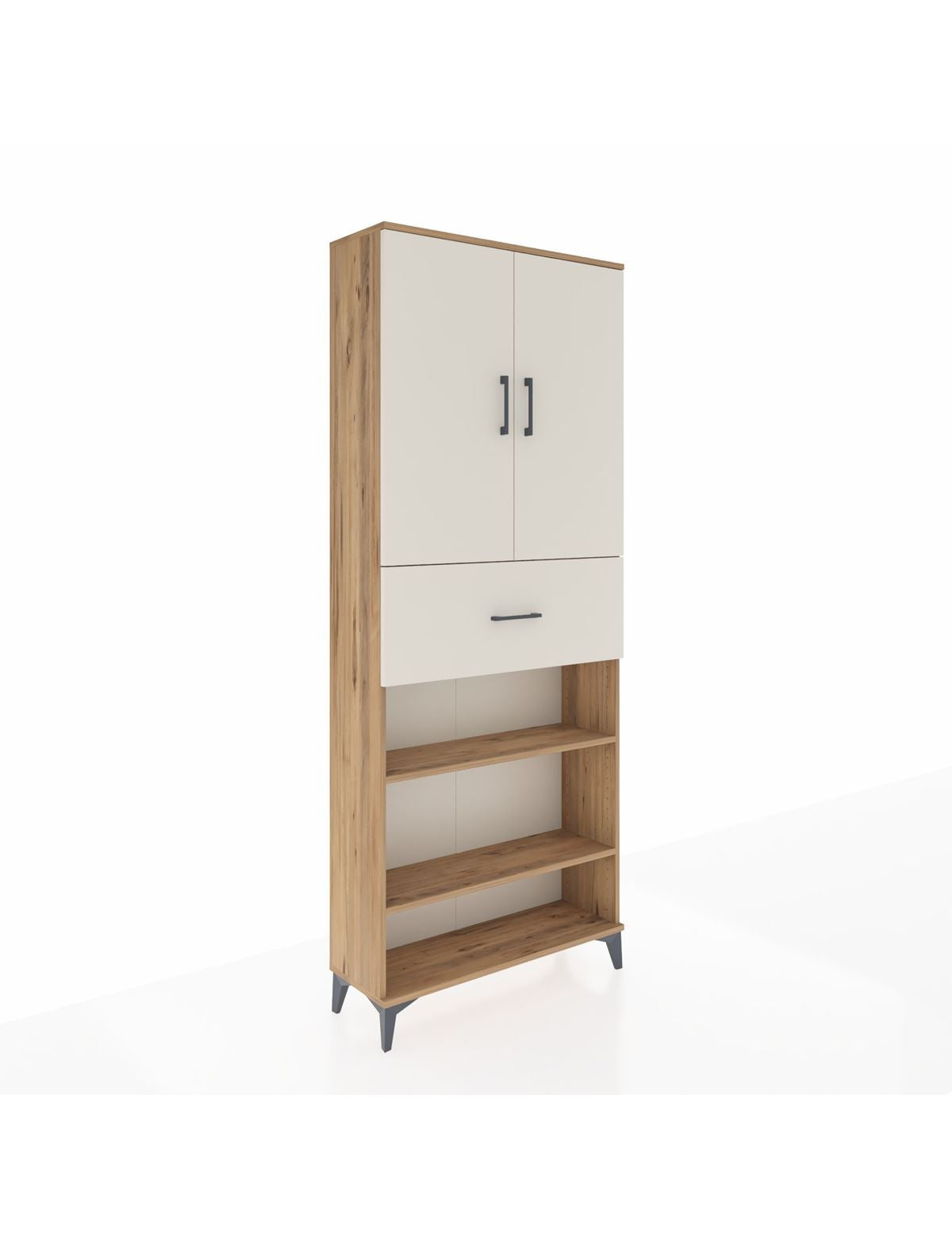 Arges Dolap 5 Raflı Tek Çekmeceli 2 Kapaklı 88x30x221 Çam-Aytaşı