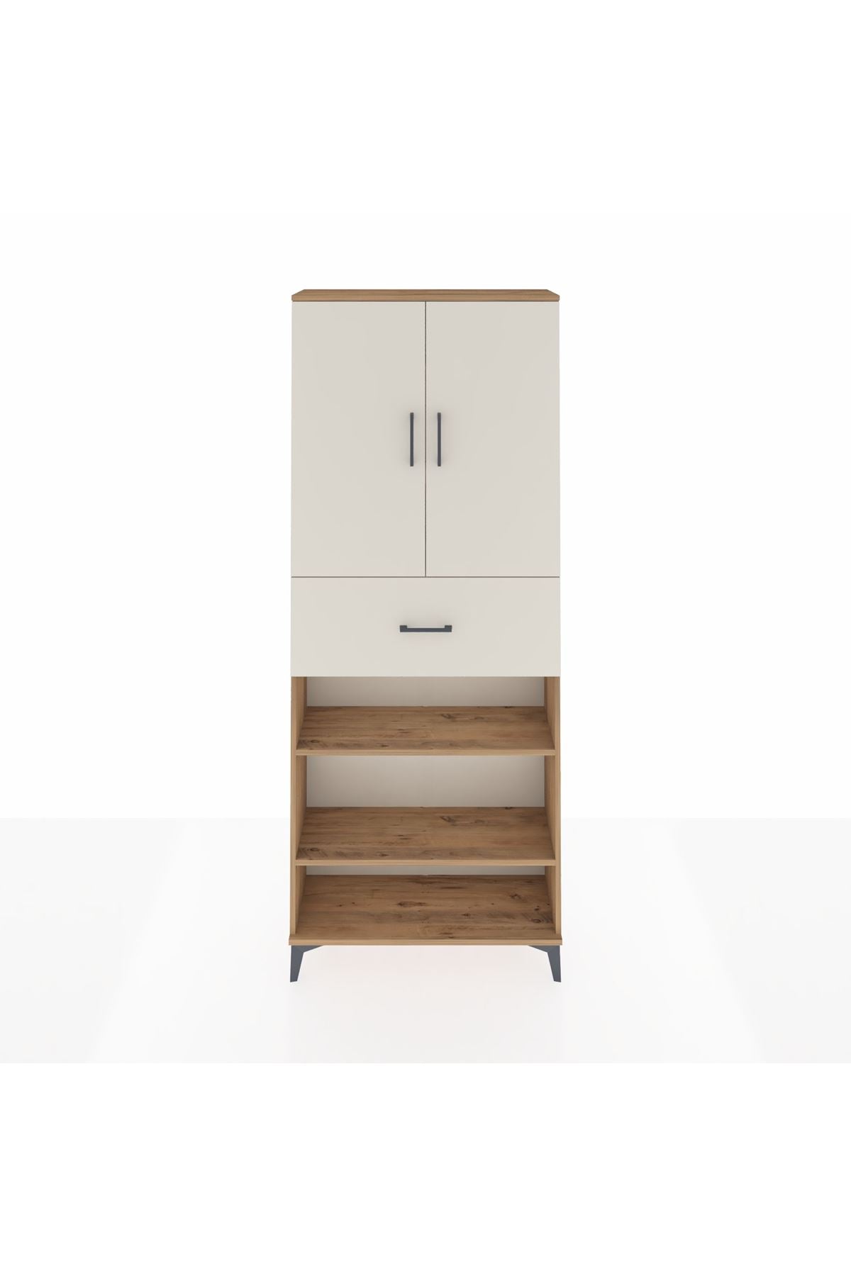 Arges Dolap 5 Raflı Tek Çekmeceli 2 Kapaklı 88x30x221 Çam-Aytaşı