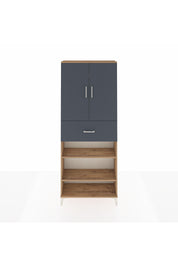 Arges Dolap 5 Raflı Tek Çekmeceli 2 Kapaklı 88x30x221 Çam-Antrasit