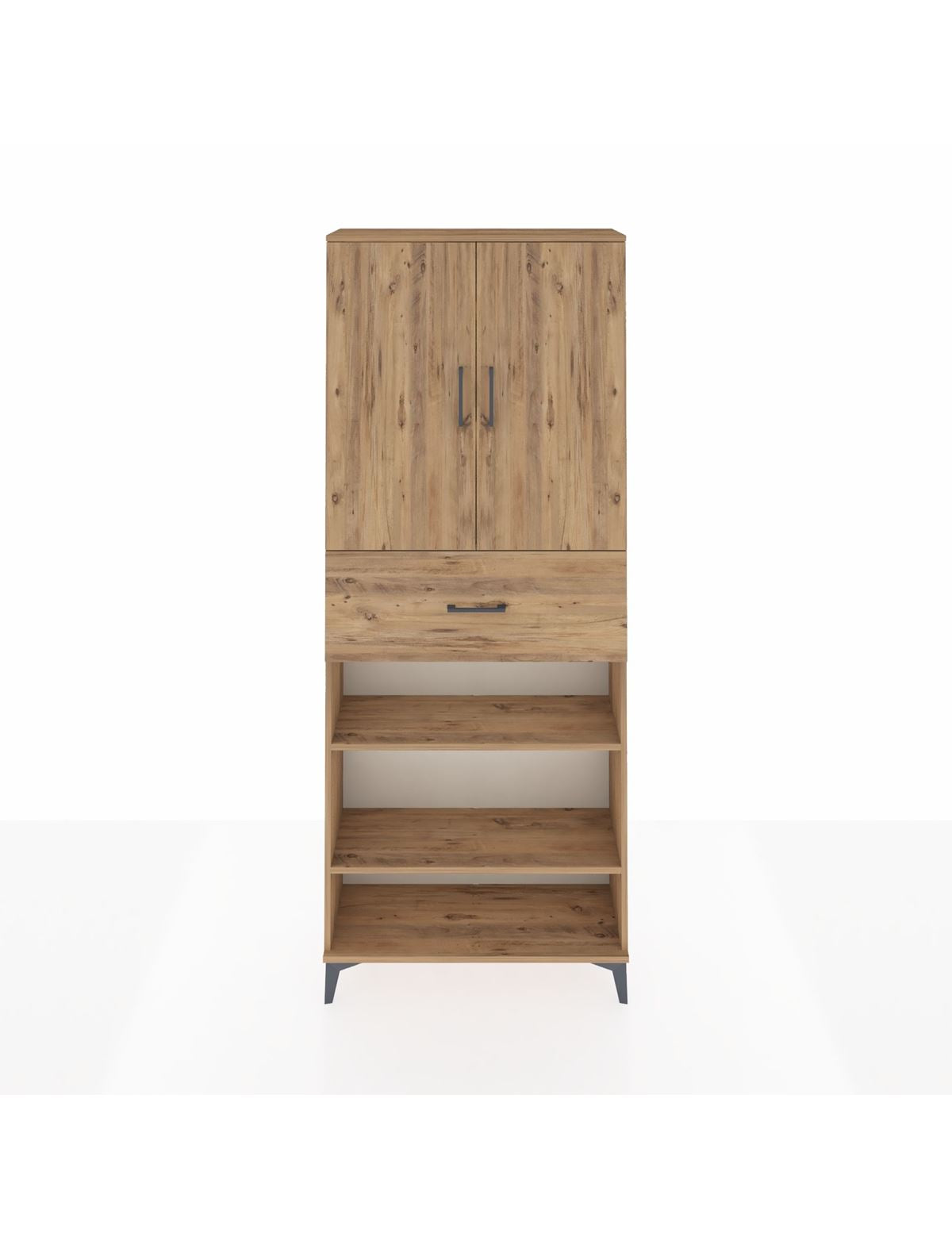 Arges Dolap 5 Raflı Tek Çekmeceli 2 Kapaklı 88x30x221 Çam-Çam