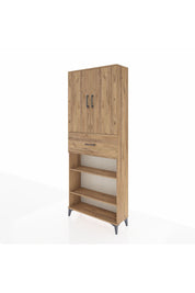 Arges Dolap 5 Raflı Tek Çekmeceli 2 Kapaklı 88x30x221 Çam-Çam