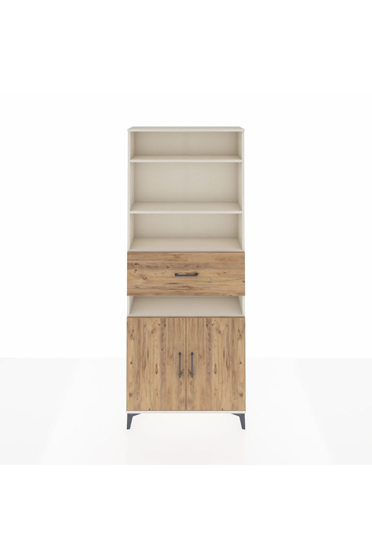 Arges Dolap 5 Raflı Tek Çekmeceli 2 Kapaklı 88x30x221 Aytaşı-Çam