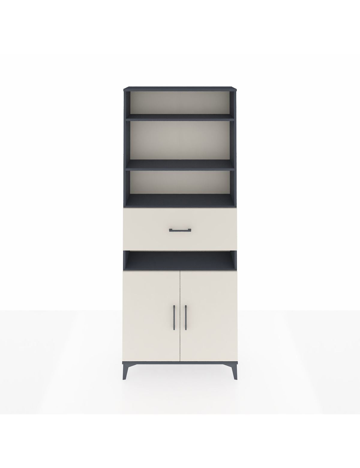 Arges Dolap 5 Raflı Tek Çekmeceli 2 Kapaklı 88x30x221 Antrasit-Aytaşı