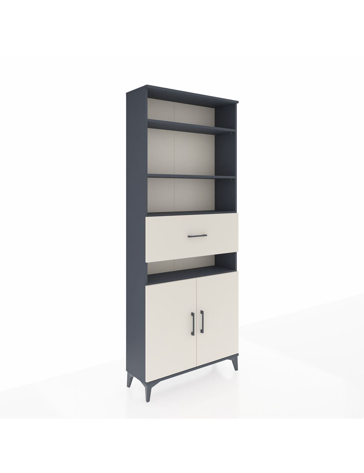 Arges Dolap 5 Raflı Tek Çekmeceli 2 Kapaklı 88x30x221 Antrasit-Aytaşı